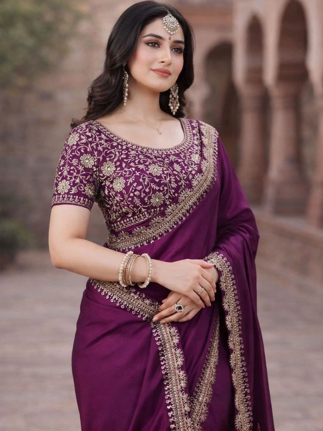 KALINI Embroidered Silk Blend Heavy Work Saree thumbnail 5
