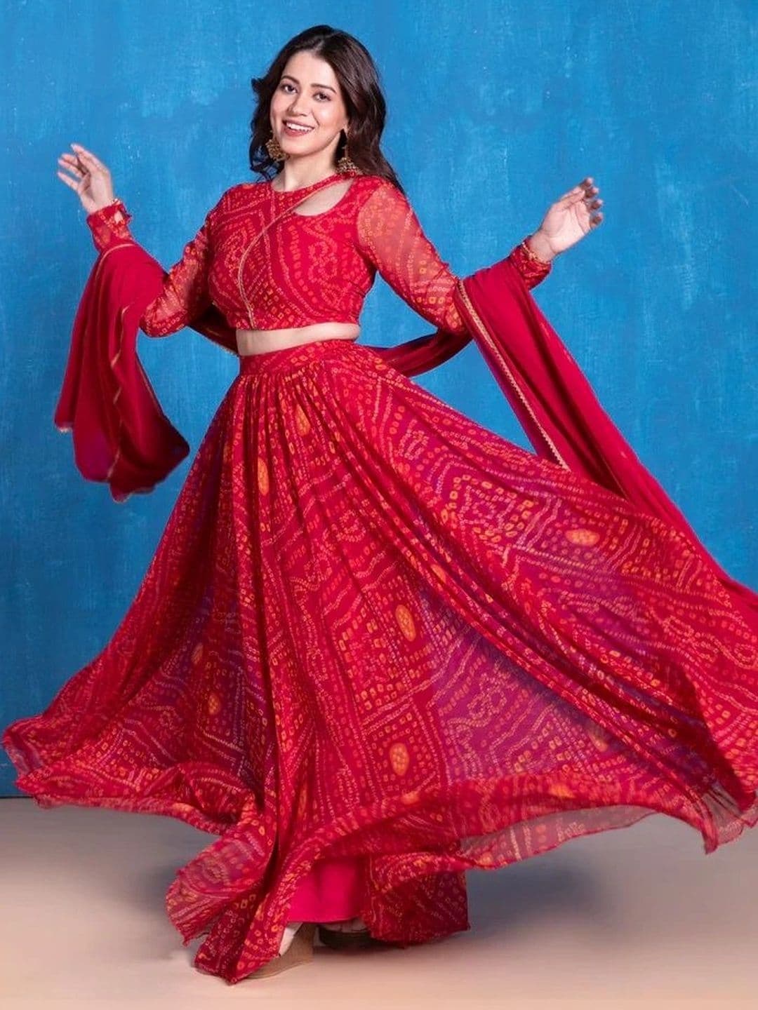 NEW UNIQUE DESI Women Printed Ready to Wear Lehenga & Blouse Taping thumbnail 6