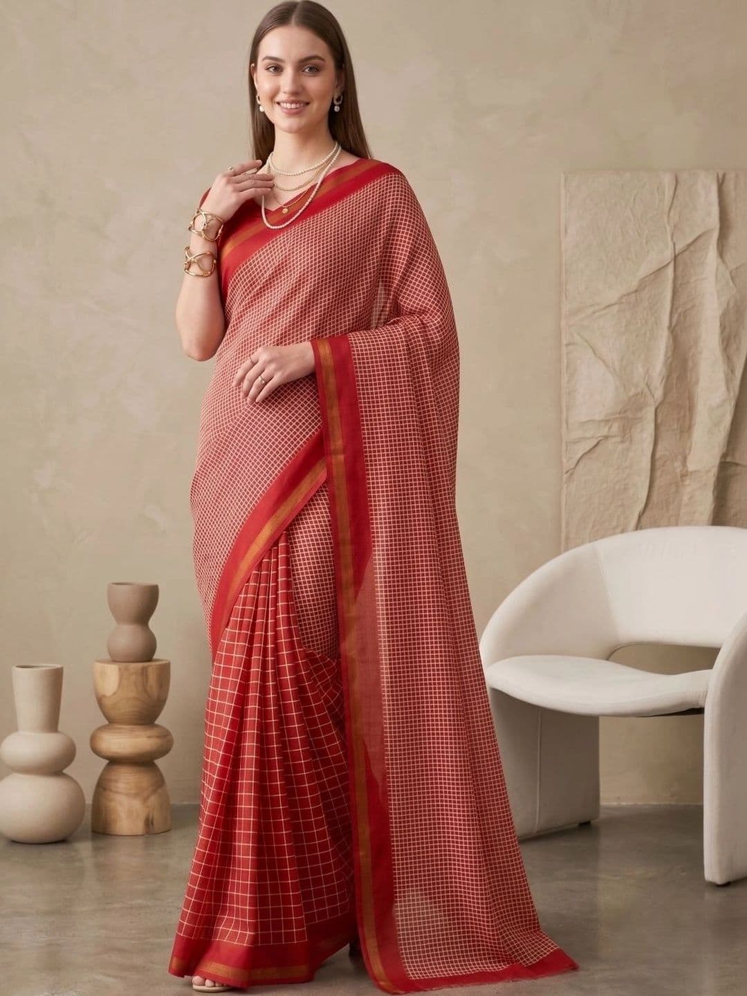 BORAD FASHION Designer Chanderi Saree - view 1