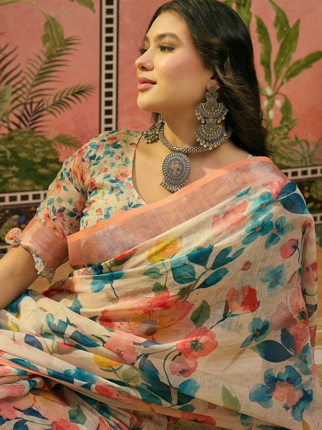 Suha Floral Saree thumbnail 7