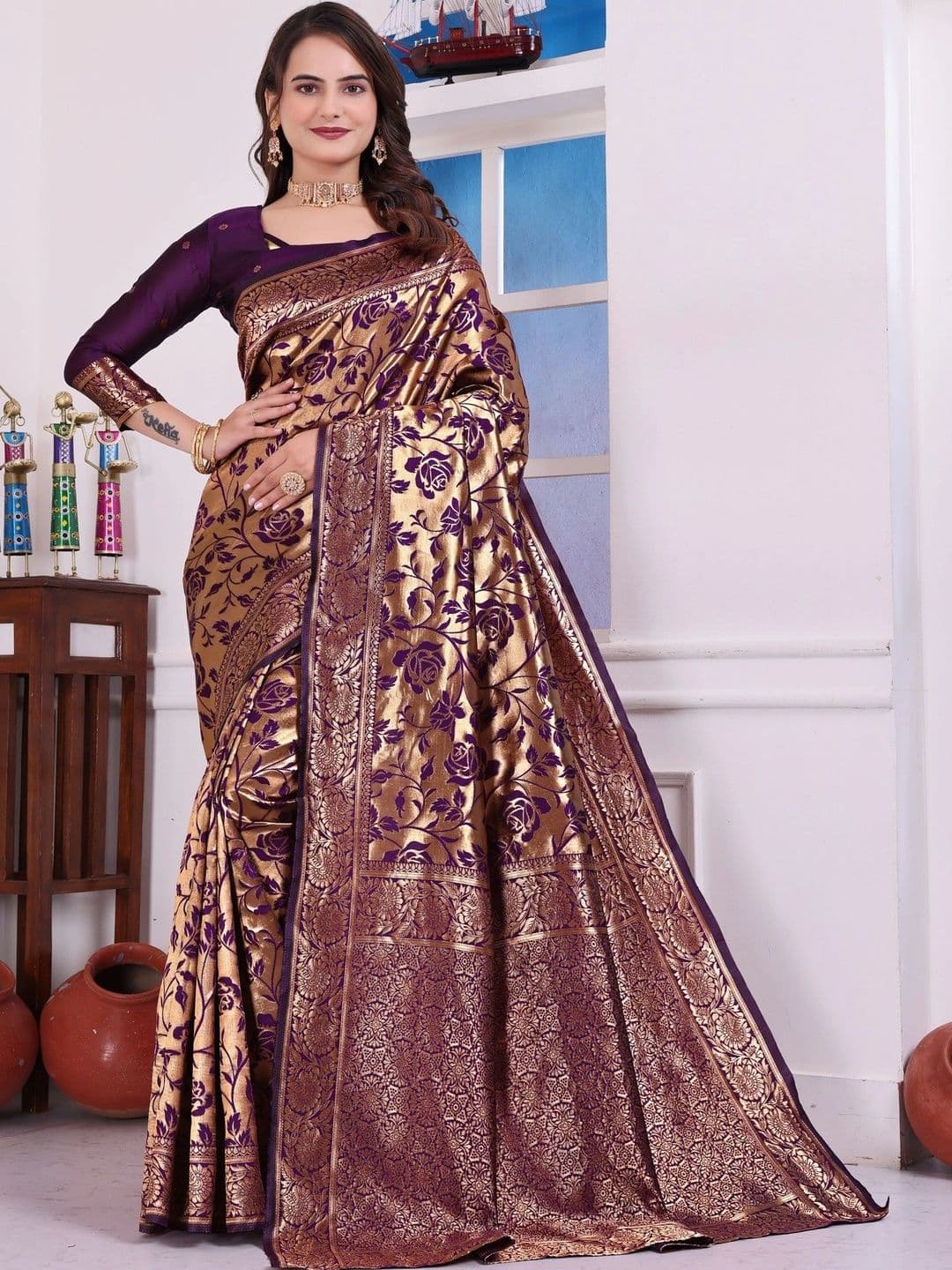 revika Woven Design Zari Art Silk Designer Kanjeevaram Saree - view 1