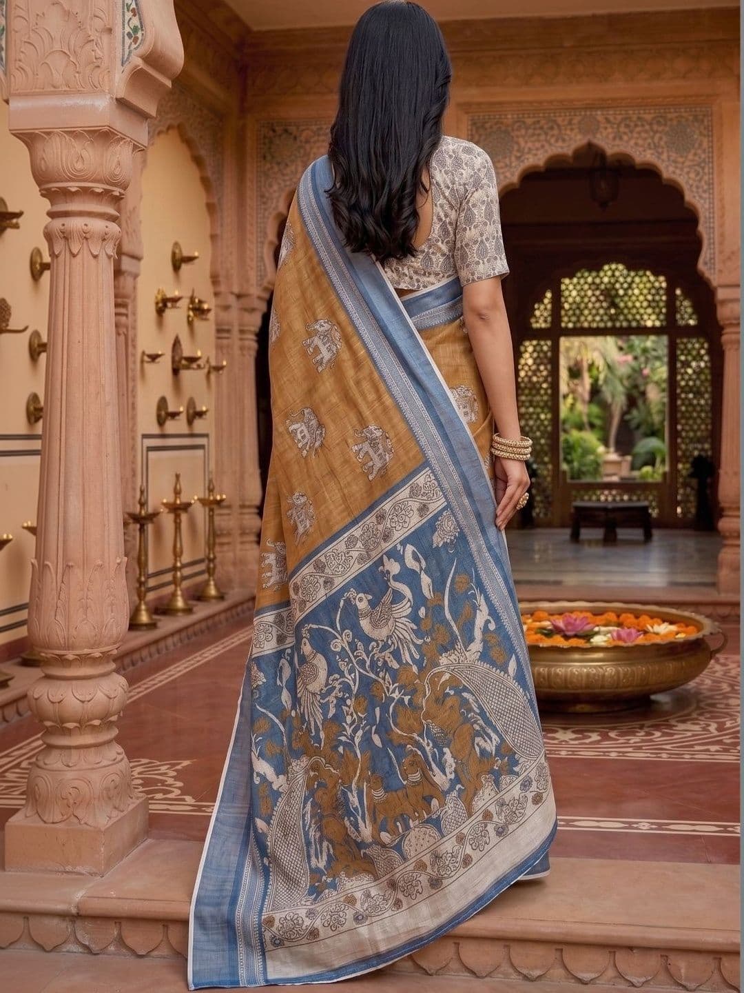 BORAD FASHION Women Kalamkari Designer Chanderi Saree thumbnail 3