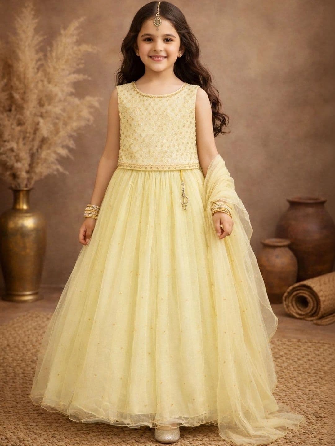 BAESD Girls Embellished Sequinned Ready to Wear Lehenga & - view 1