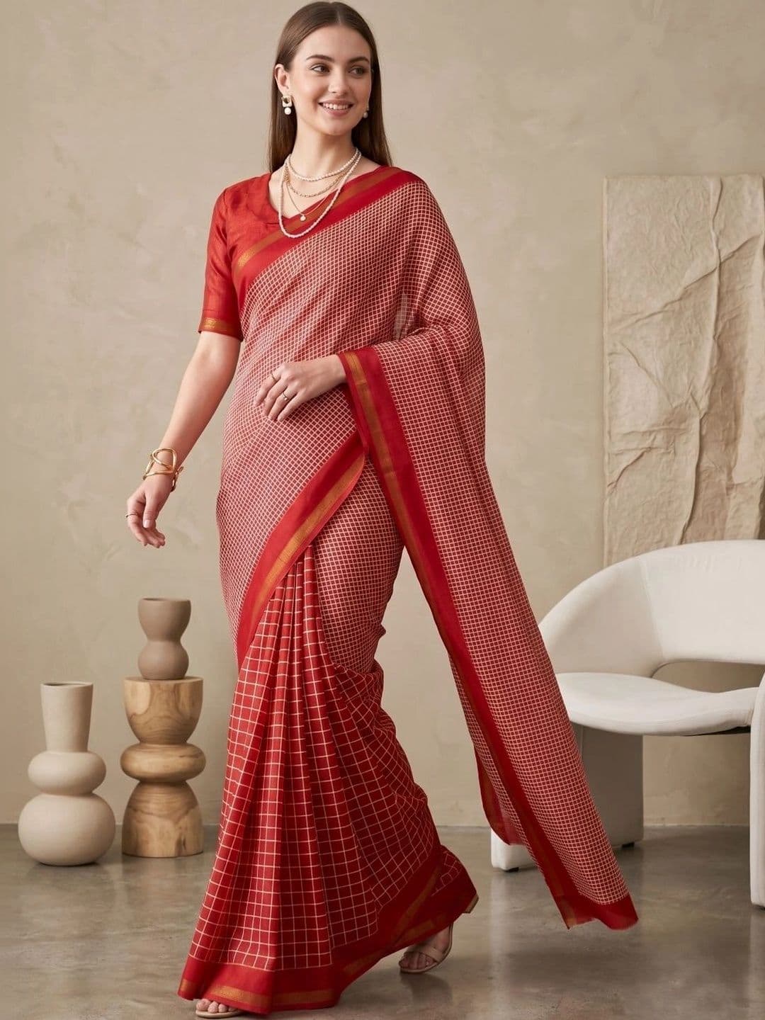 BORAD FASHION Designer Chanderi Saree thumbnail 3
