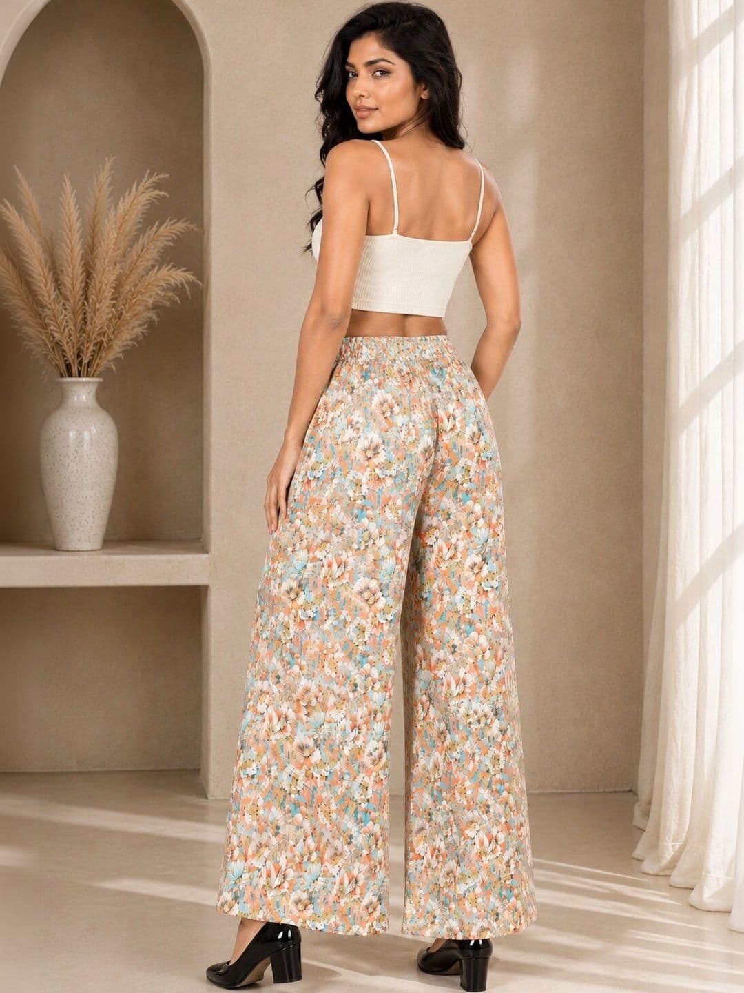 VSP CREATION Women Floral Printed Chambray Palazzos thumbnail 4
