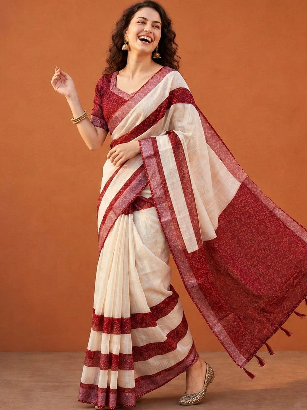 Suha Striped Silk Blend Saree thumbnail 6