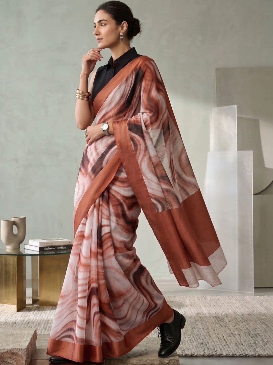 BORAD FASHION Designer Chanderi Saree thumbnail 4
