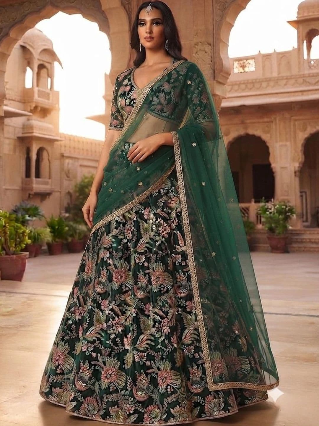 Indi Kal Embroidered Sequinned Ready to Wear Lehenga & Blouse With Dupatta - view 1