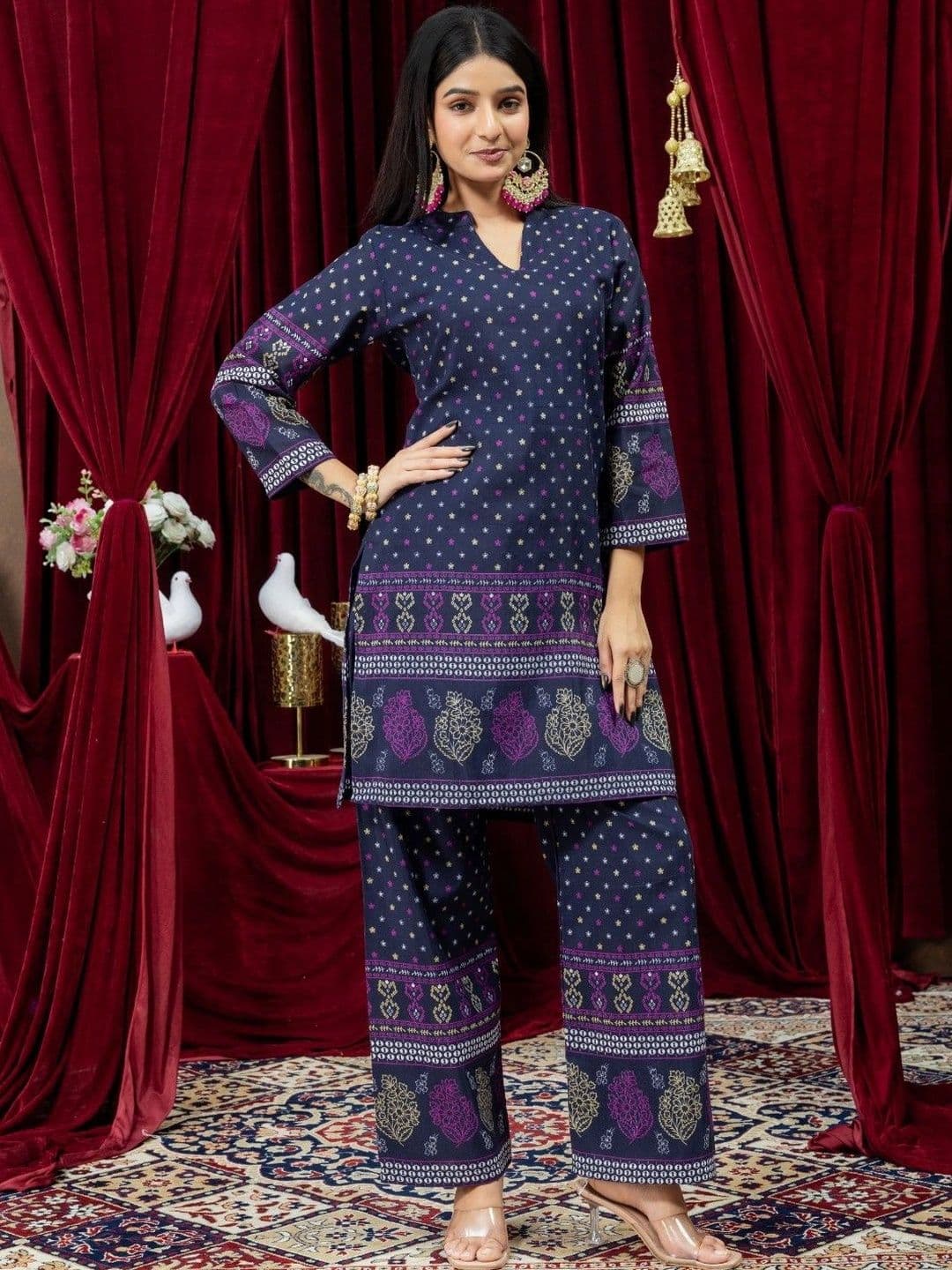 NARAYAN TEXTILE Women Ethnic Motifs Printed Regular Kurta with Palazzos thumbnail 2