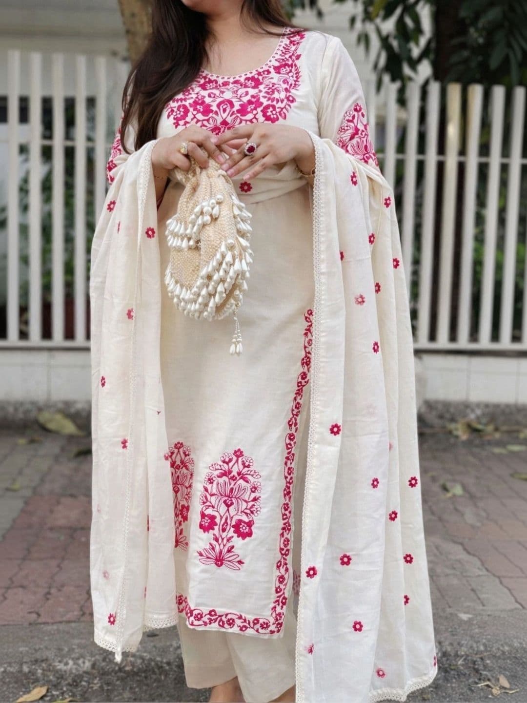 UDBHAV EXPORT Women Ethnic Motifs Embroidered Regular Thread Work Kurta ,Trousers ,Dupatta thumbnail 3