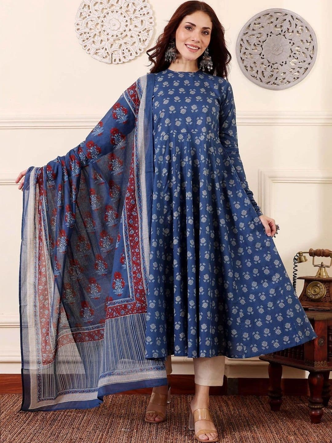 Mogra Designs Women Ethnic Motifs Printed Regular Kurta with Trousers & With Dupatta thumbnail 6