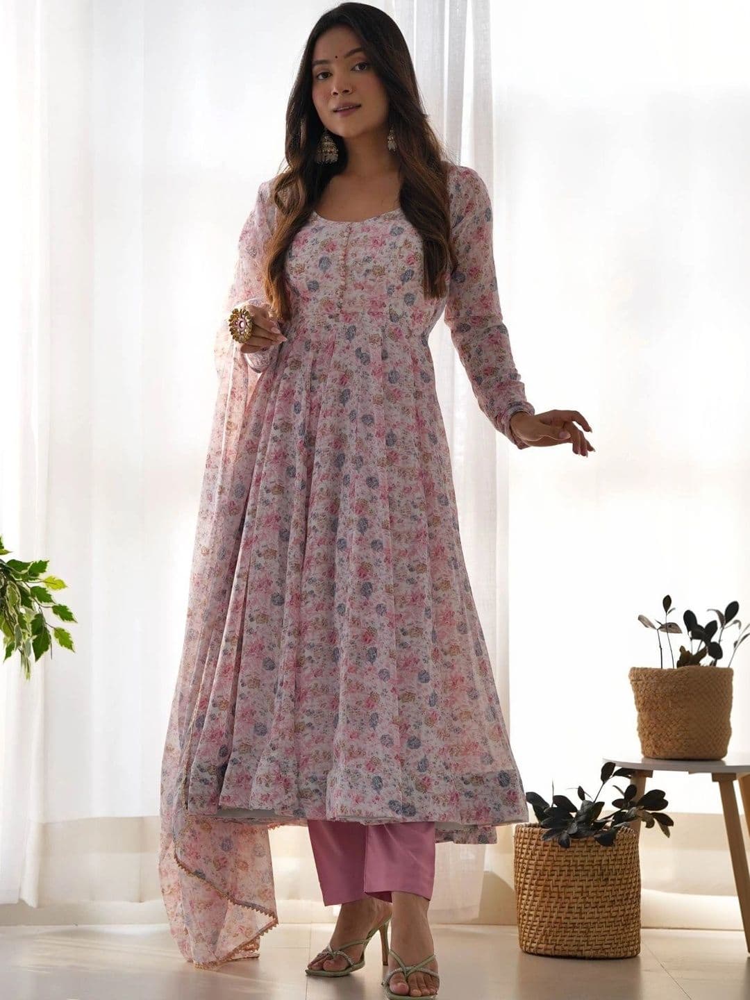 PALMIRA Women Floral Printed Regular Kurta with Trousers & With Dupatta - view 1