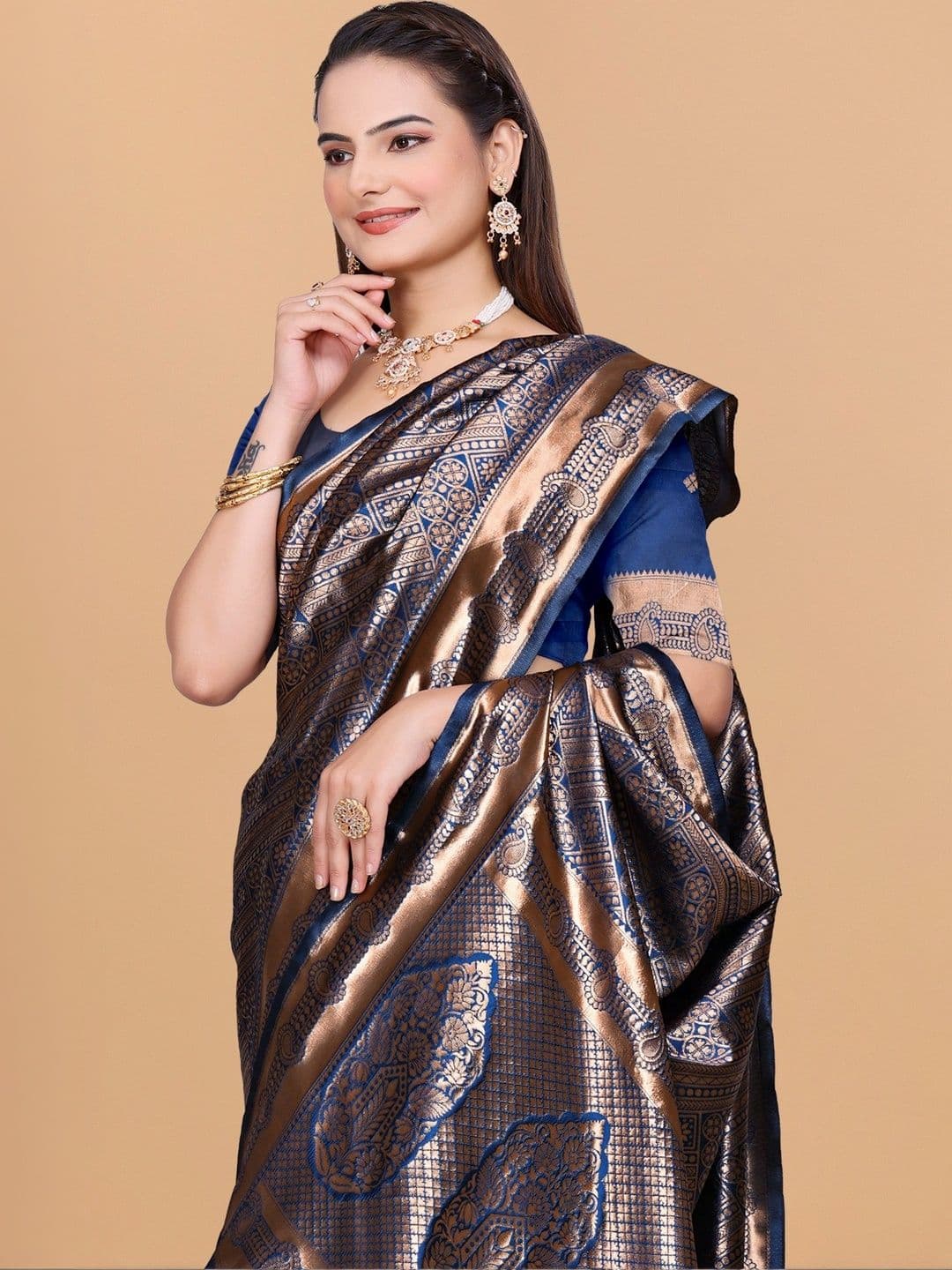revika Woven Design Zari Art Silk Designer Kanjeevaram Saree thumbnail 3