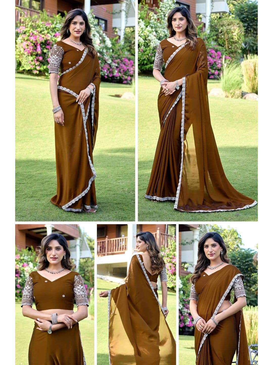 K 5 Fashion Ethnic Motifs Embroidered Pure Georgette Fusion Ikat Saree thumbnail 2
