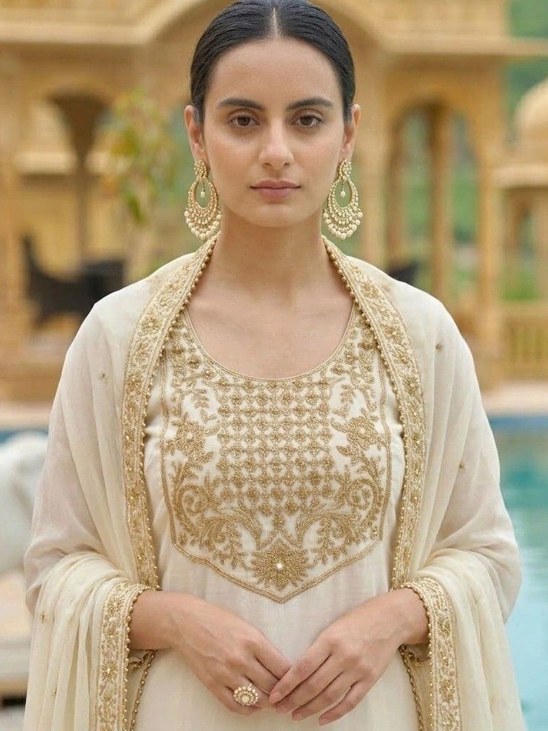 ANVERI TEXTILES Women Ethnic Motifs Embroidered Regular Kurta with Sharara & With Dupatta thumbnail 5