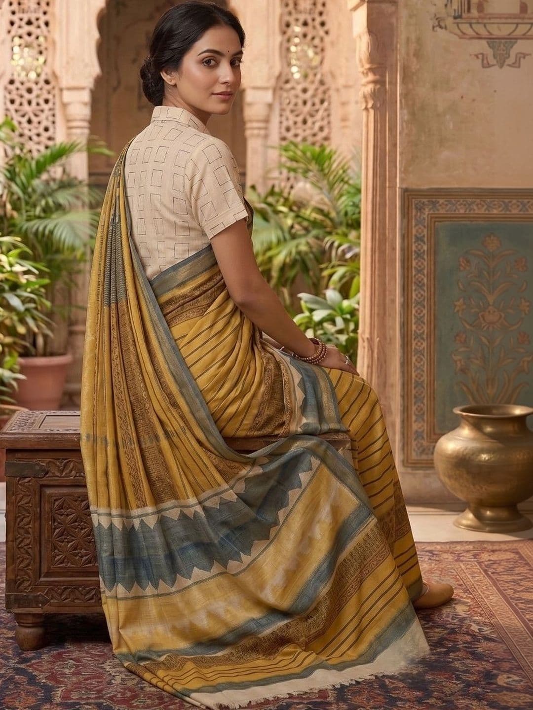 BORAD FASHION Designer Chanderi Saree thumbnail 3