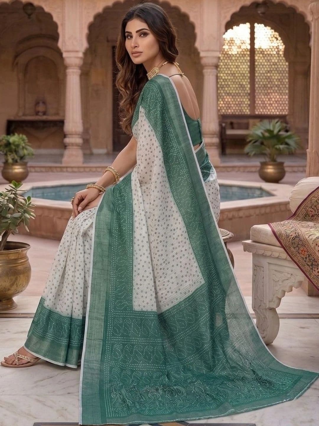 BORAD FASHION Women Bandhani Designer Chanderi Saree thumbnail 3