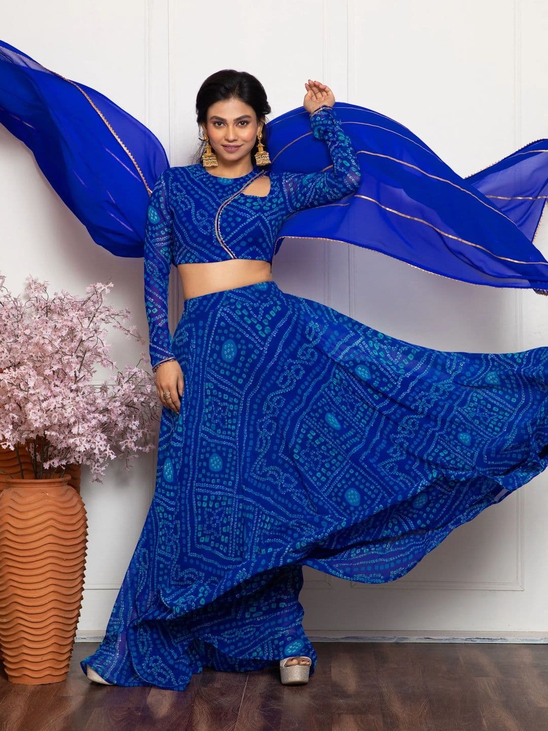 NEW UNIQUE DESI Printed Ready to Wear Lehenga & Blouse Taping thumbnail 5