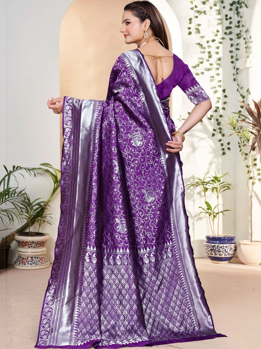revika Woven Design Art Silk Designer Kanjeevaram Saree thumbnail 4
