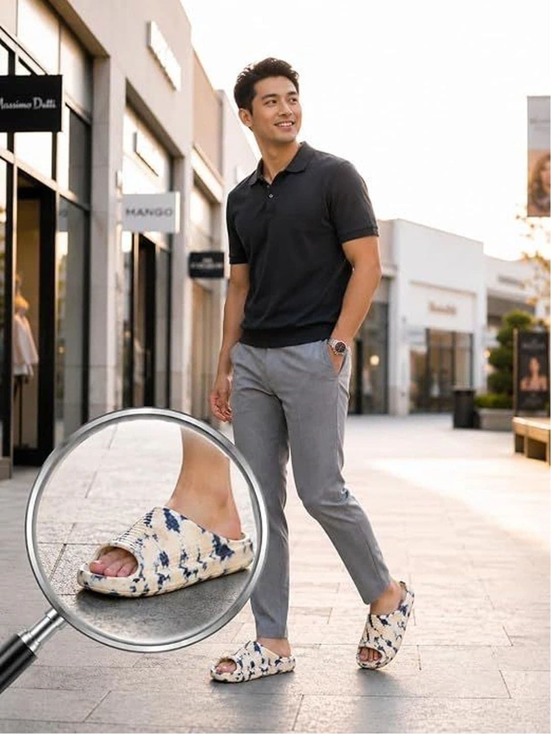 SHOP 24 CARE Men Printed Rubber Sliders thumbnail 4