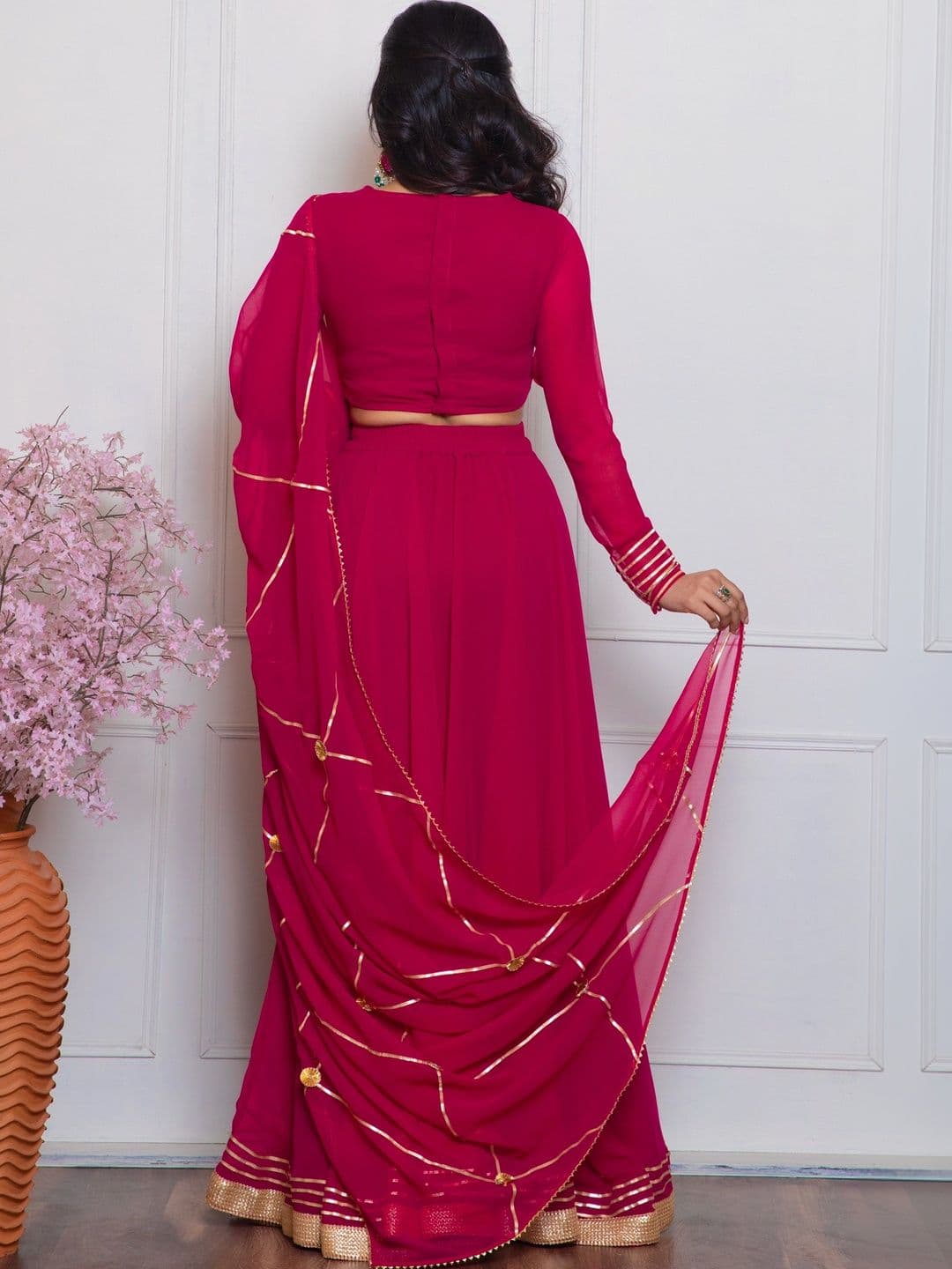 NEW UNIQUE DESI Embellished Ready to Wear Lehenga & Blouse Taping thumbnail 6