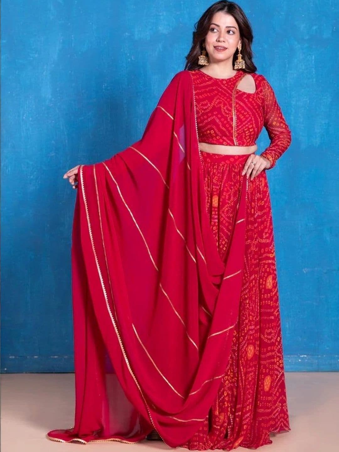 NEW UNIQUE DESI Women Printed Ready to Wear Lehenga & Blouse Taping thumbnail 3