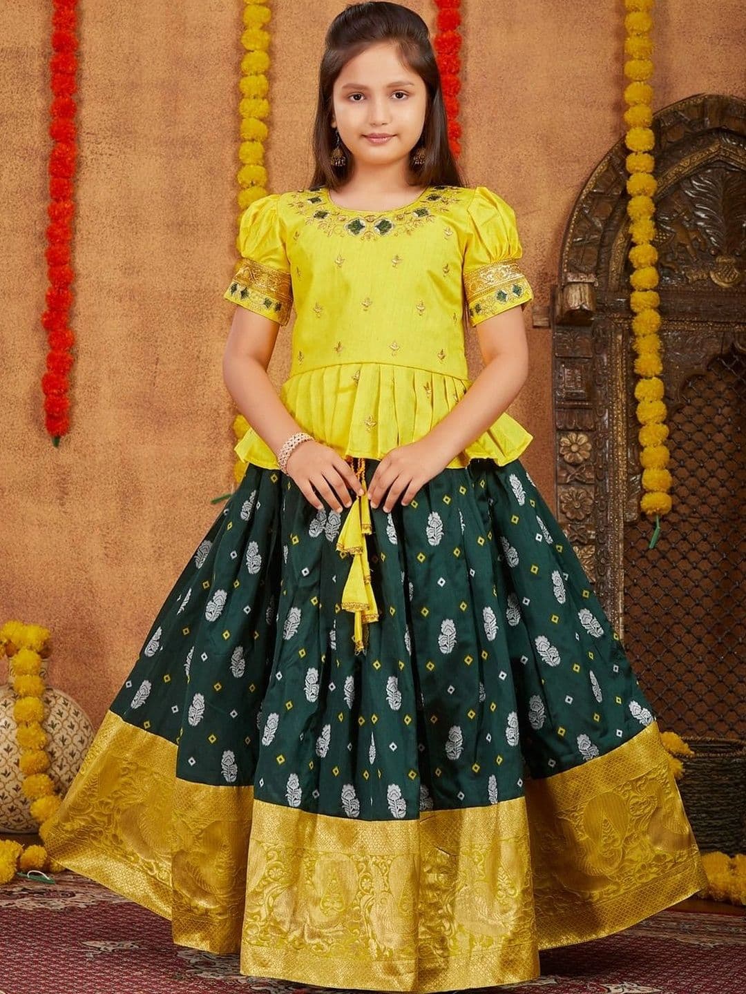 BAESD Girls Embroidered Thread Work Ready to Wear Lehenga & Choli - view 1