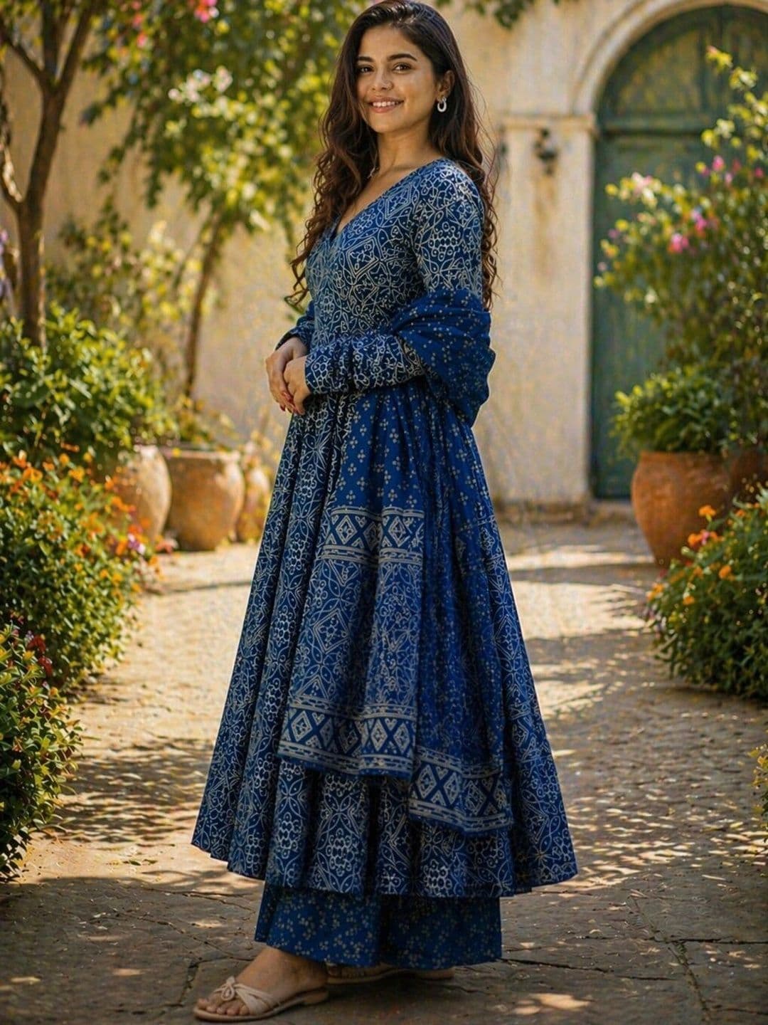 Chhipa Prints Women Ethnic Motifs Printed Angrakha Kurta with Palazzos & With Dupatta thumbnail 4
