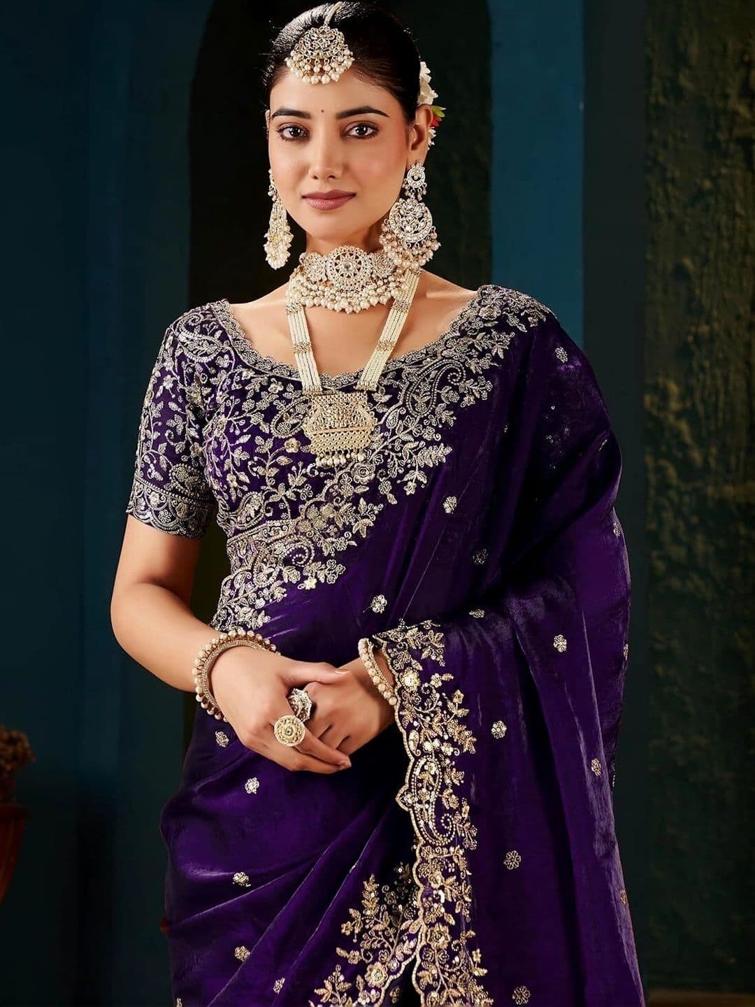 KALINI Embroidered Silk Blend Heavy Work Saree - view 1