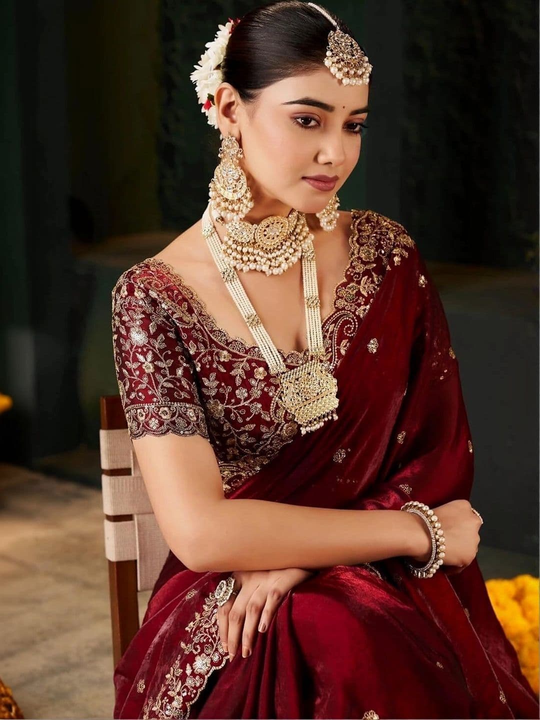 KALINI Embroidered Silk Blend Heavy Work Saree thumbnail 4