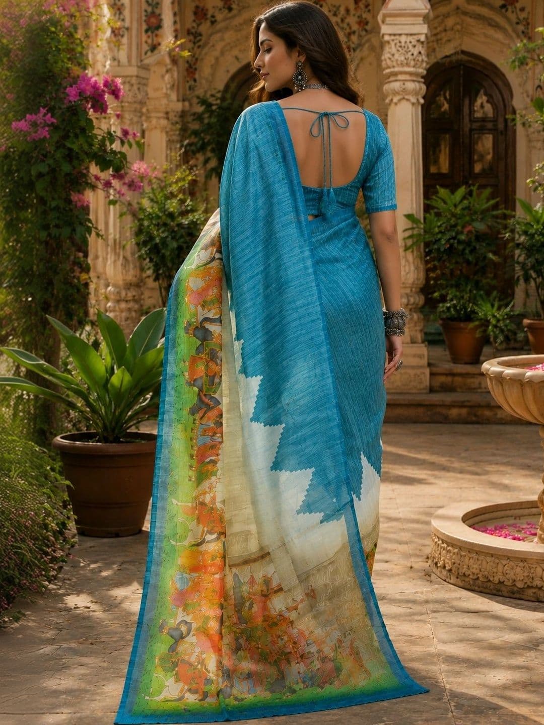 BORAD FASHION Striped Designer Chanderi Saree thumbnail 2