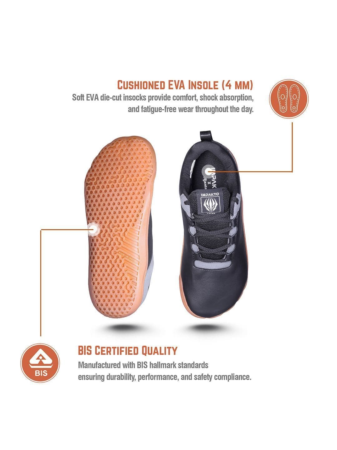 IMPAKTO Men CoreStep Barefoot Shoes For Training & Running Non Marking Sole & Washable thumbnail 6