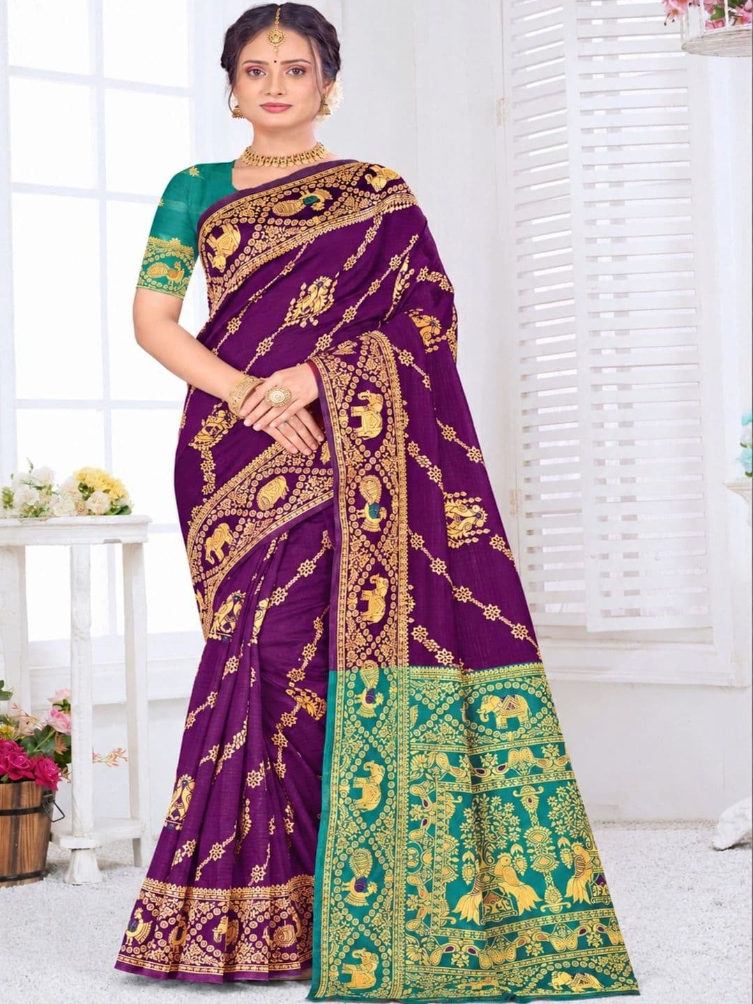 Dimaxi Vastra Ethnic Motifs Zari Silk Blend Kota Saree - view 1