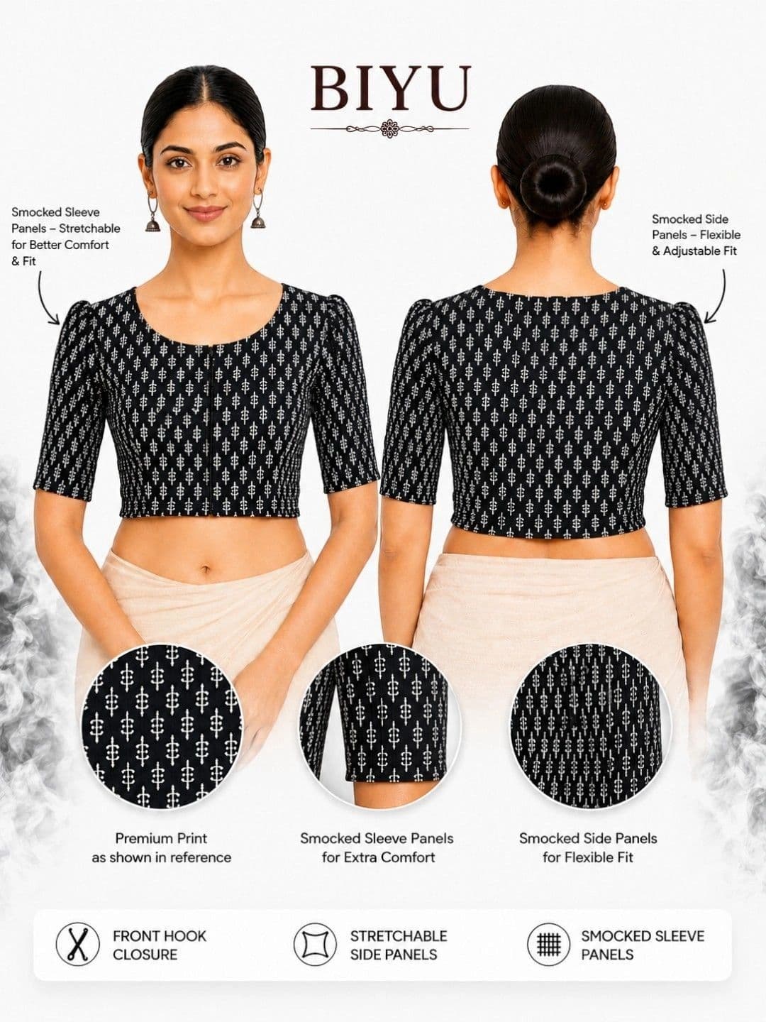 Biyu Cotton Printed Saree Blouse thumbnail 2