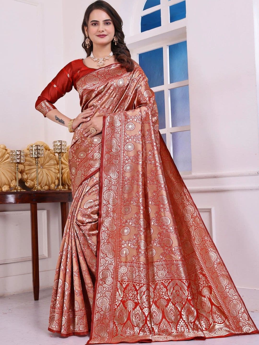 revika Woven Design Zari Art Silk Designer Kanjeevaram Saree - view 1
