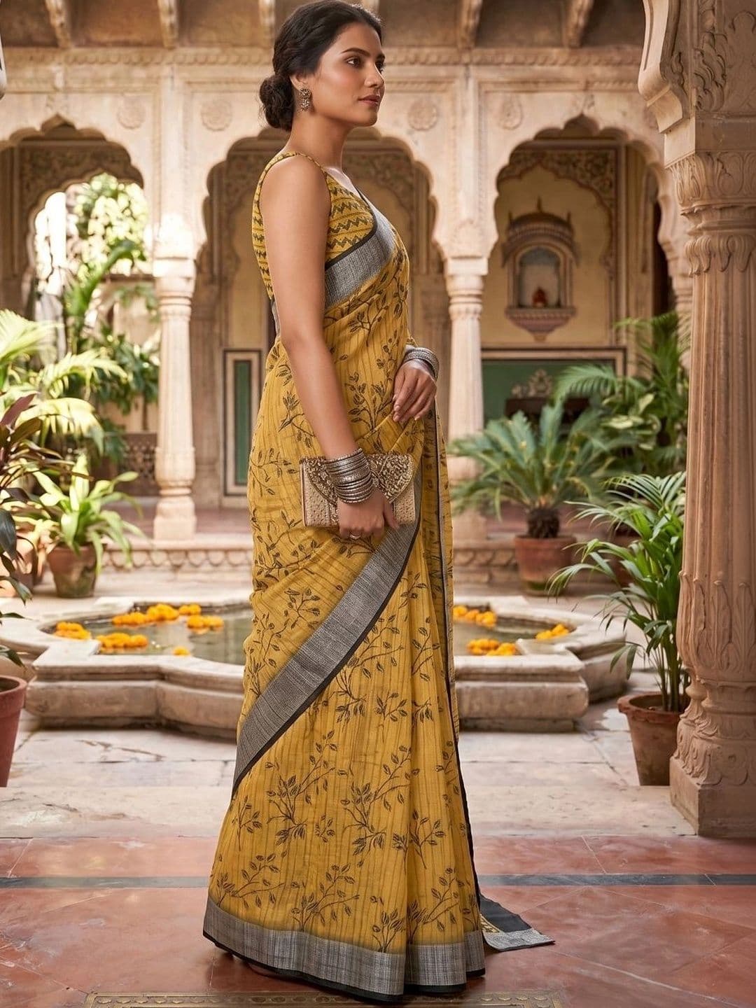 BORAD FASHION Floral Designer Chanderi Saree thumbnail 2