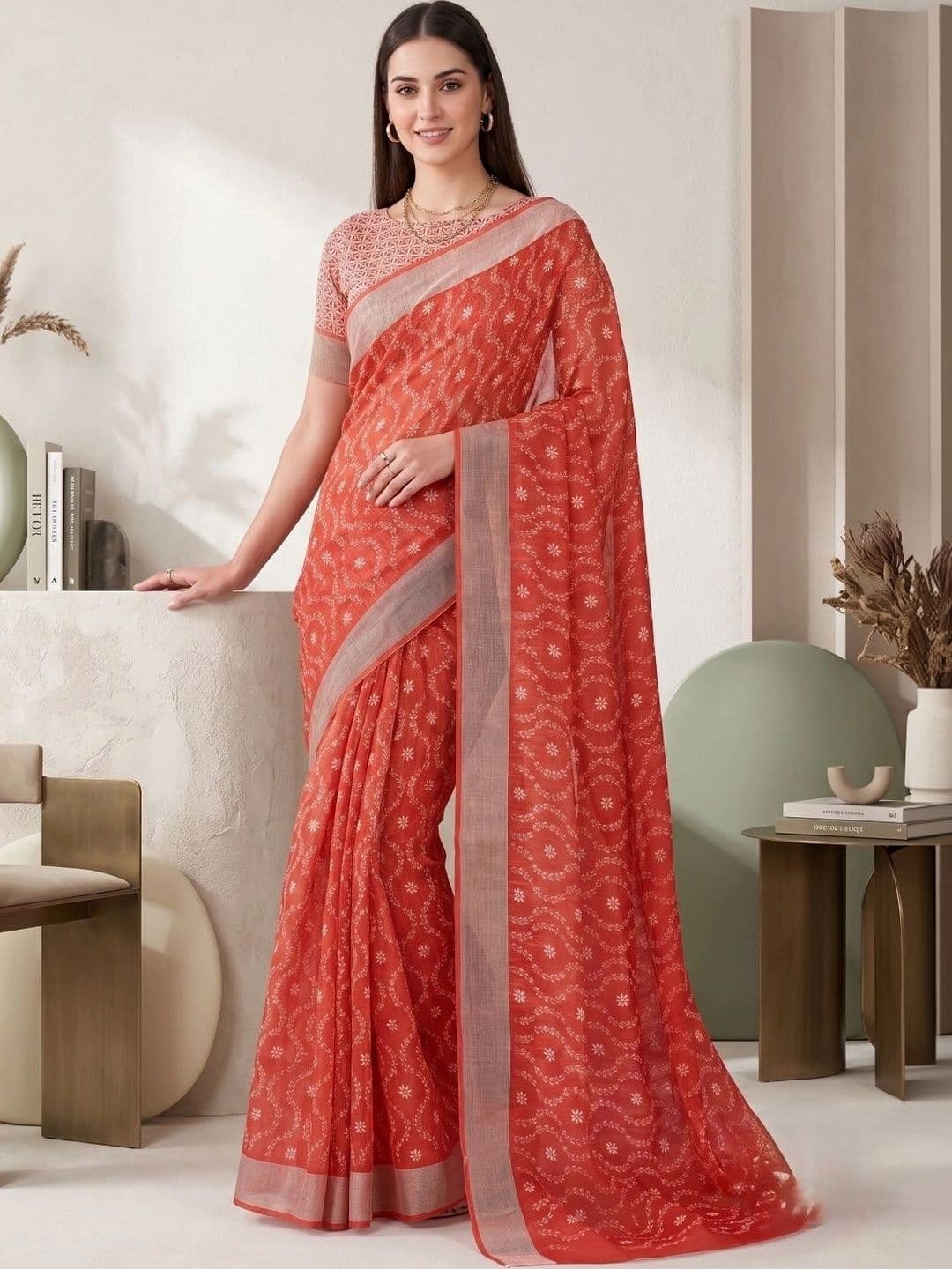 BORAD FASHION Bandhani Designer Chanderi Saree thumbnail 2