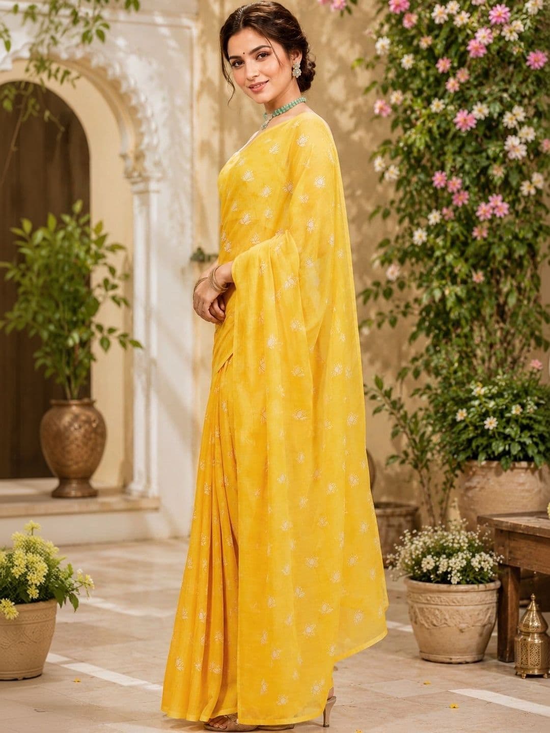 BORAD FASHION Floral Embroidered Designer Chanderi Saree thumbnail 3