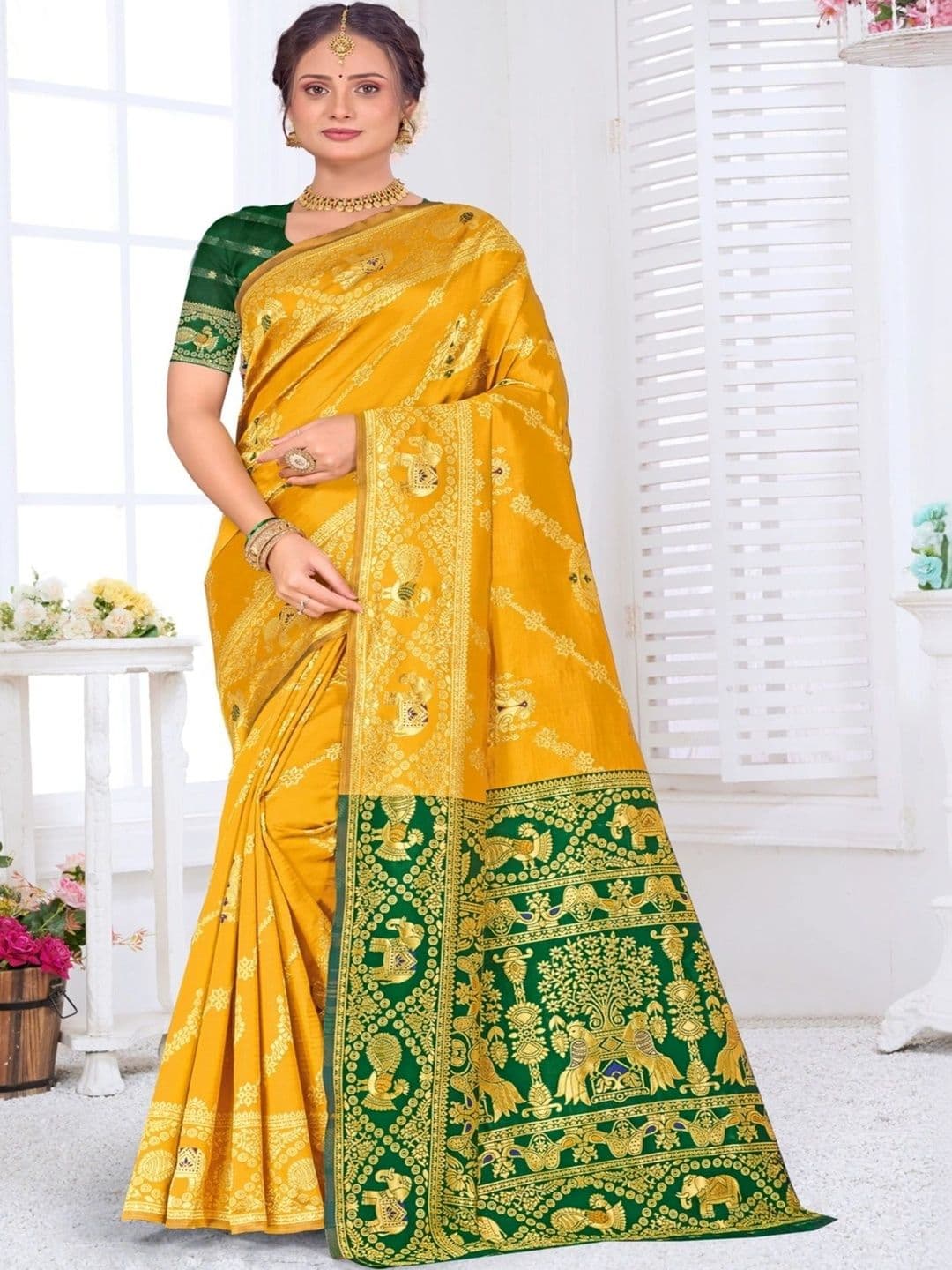 Dimaxi Vastra Woven Design Zari Silk Blend Kota Saree - view 1