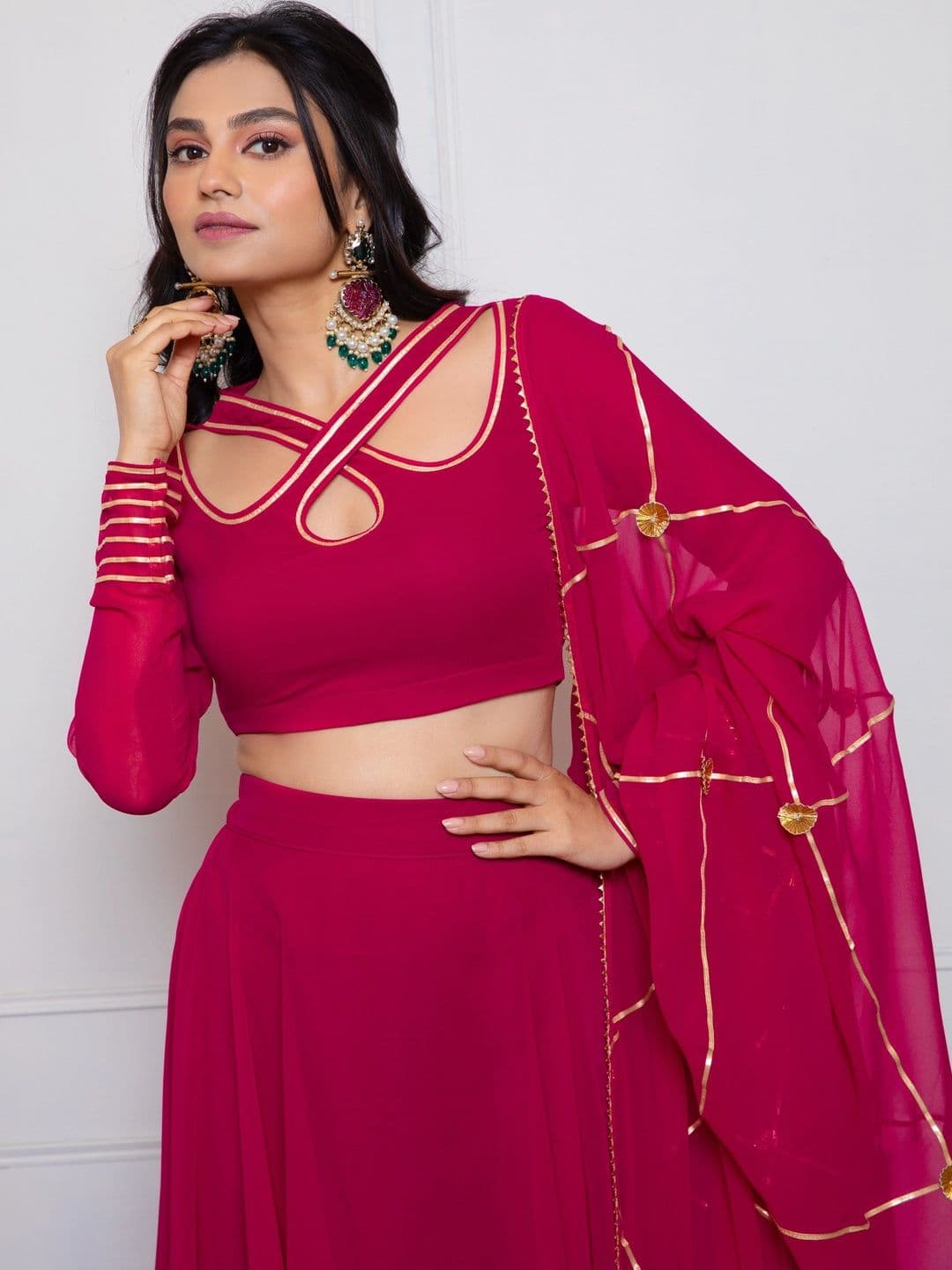 NEW UNIQUE DESI Embellished Ready to Wear Lehenga & Blouse Taping thumbnail 3