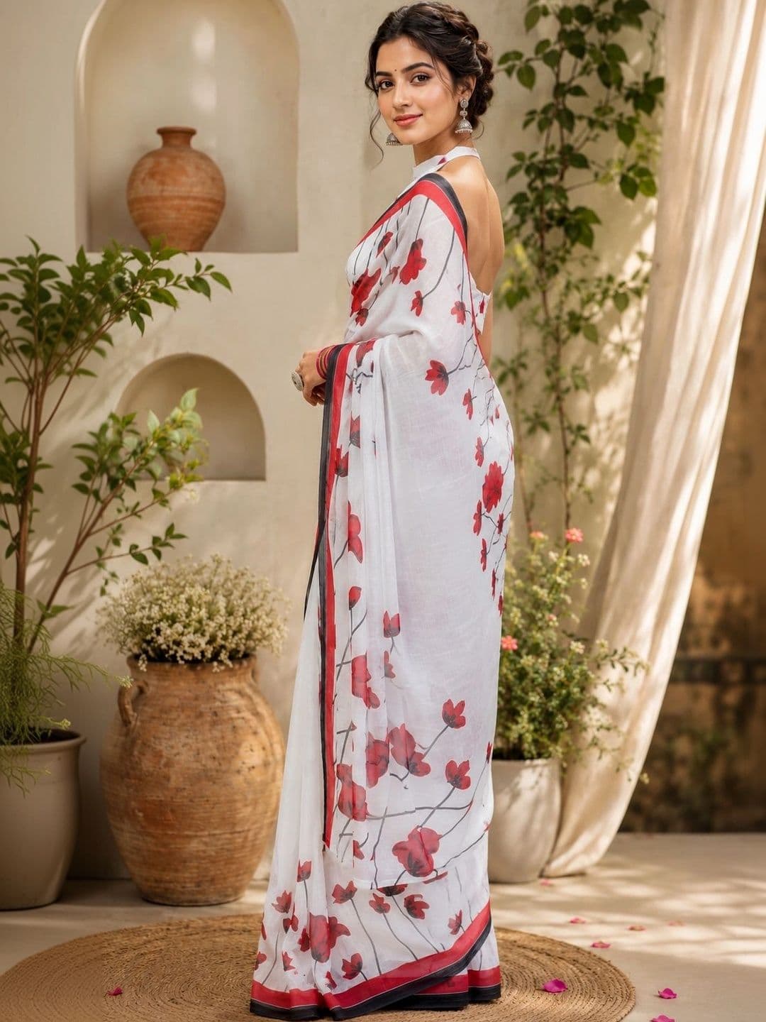 BORAD FASHION Floral Designer Chanderi Saree thumbnail 4