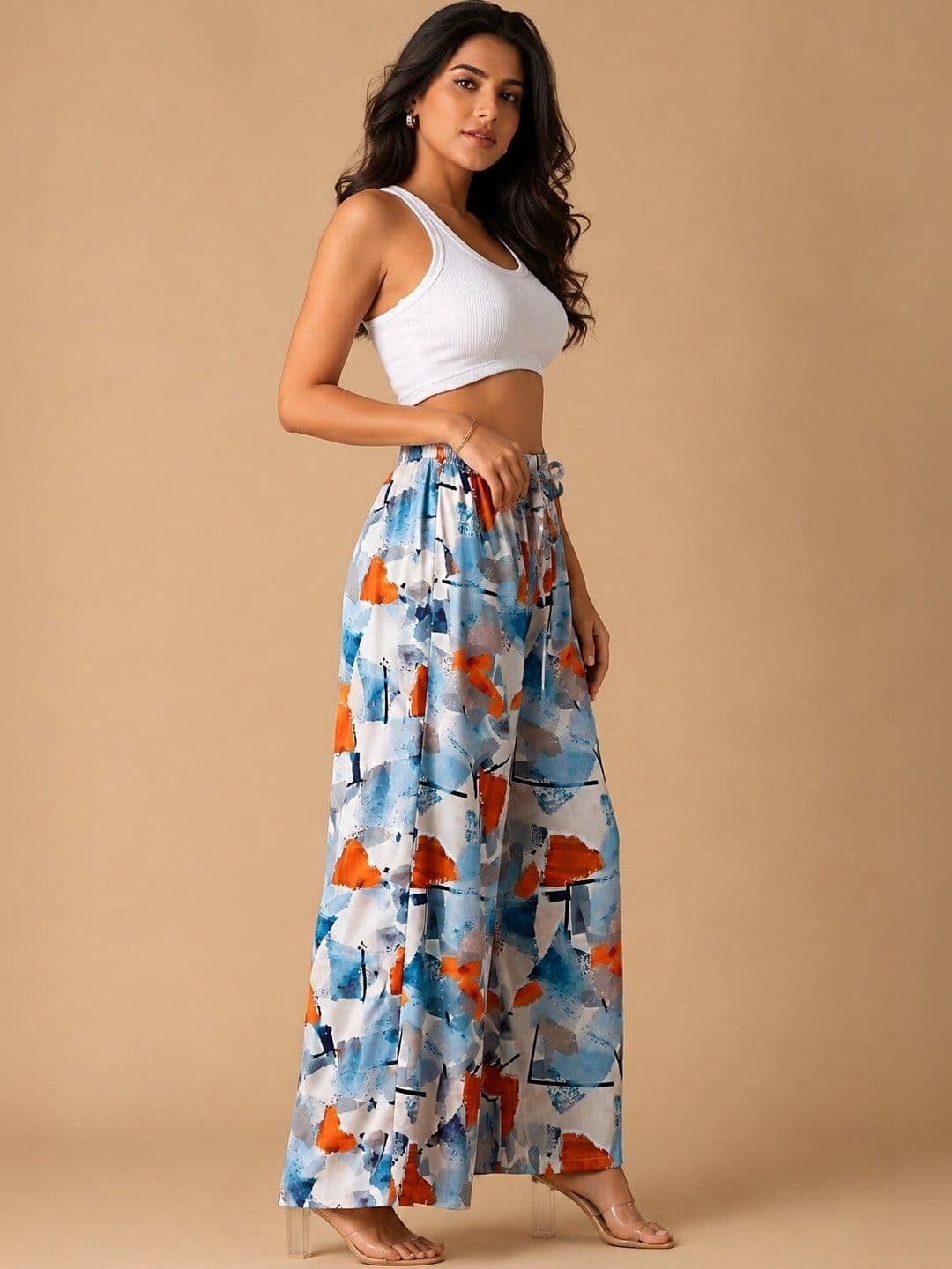 VSP CREATION Women Printed Chambray Palazzos thumbnail 3