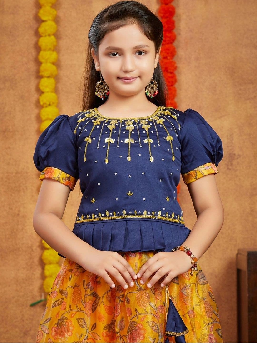 BAESD Girls Embroidered Thread Work Ready to Wear Lehenga & thumbnail 6