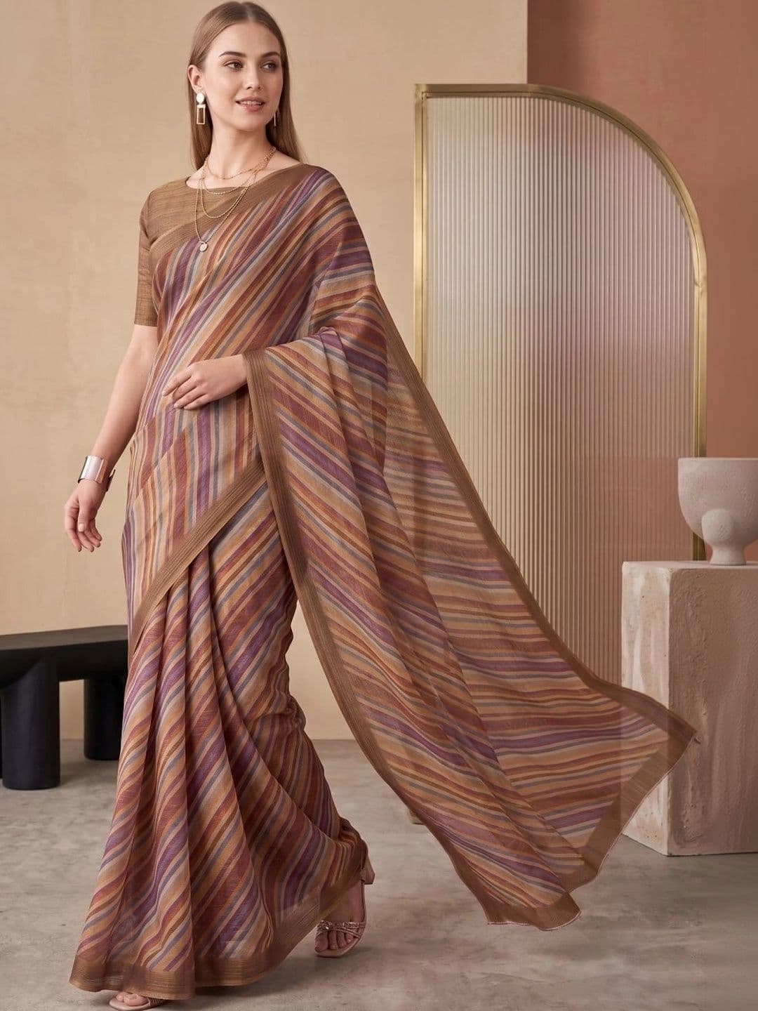 BORAD FASHION Designer Chanderi Saree thumbnail 3