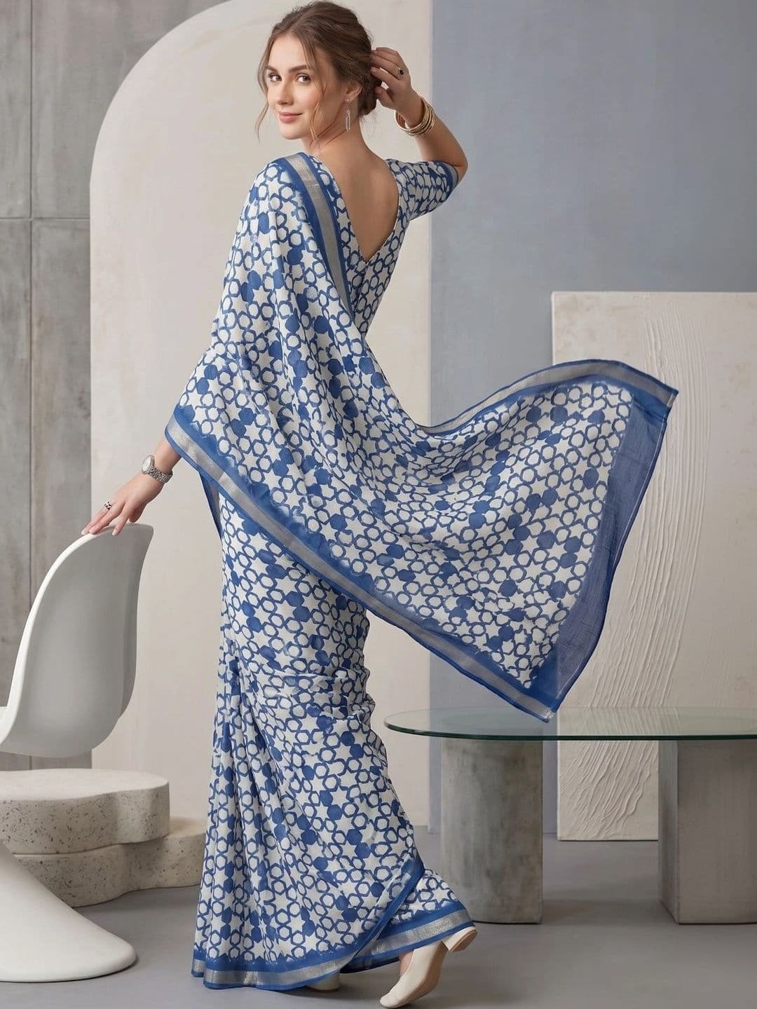 BORAD FASHION Designer Chanderi Saree thumbnail 4