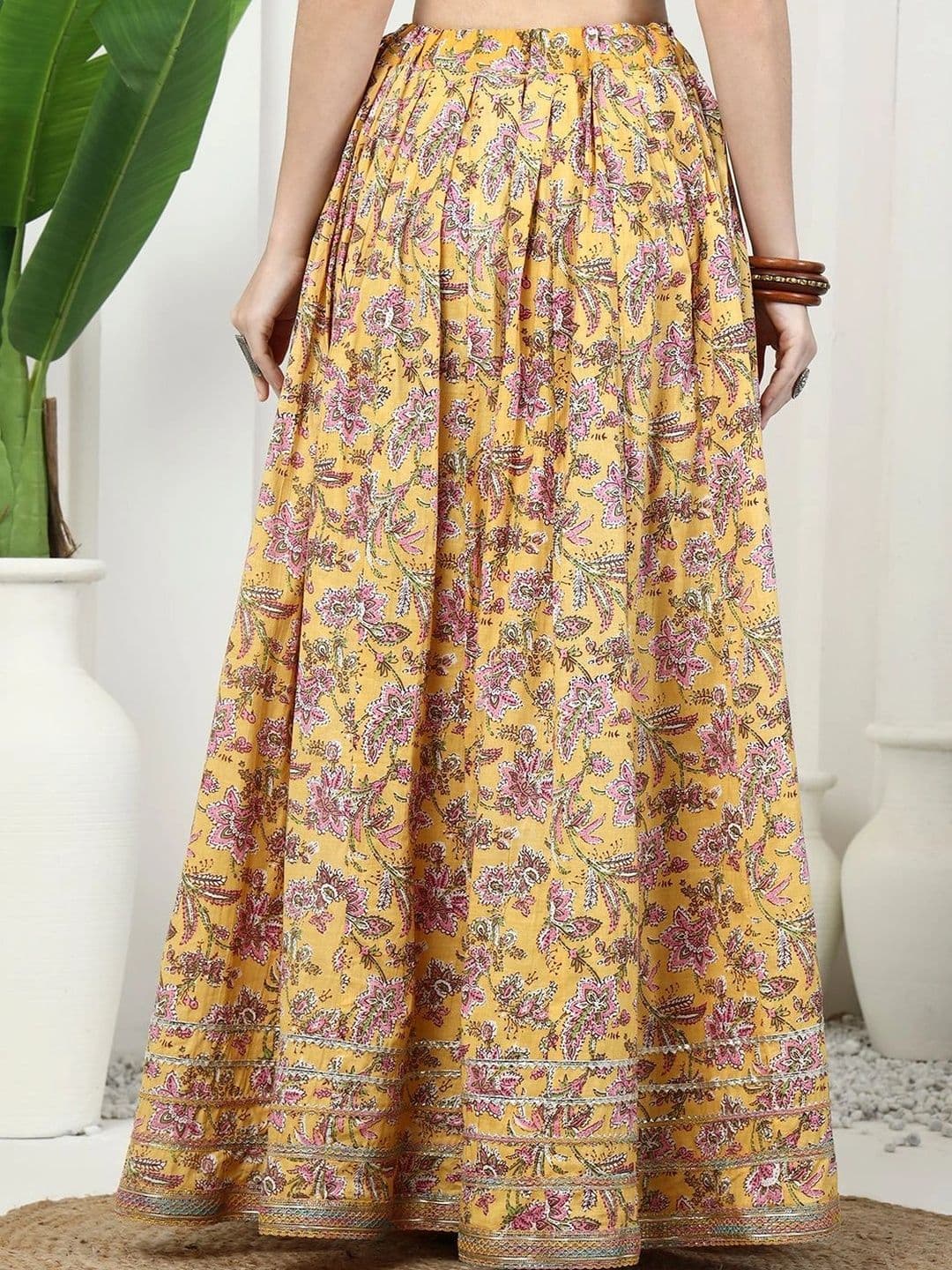 Sangria Women Cotton Floral Printed Flared Maxi Skirt thumbnail 7