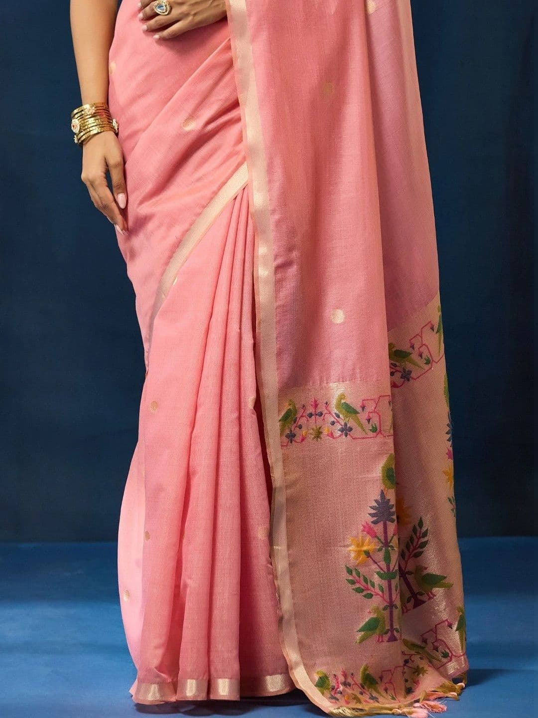 kasee Floral Sequinned Pure Cotton Designer Saree thumbnail 6