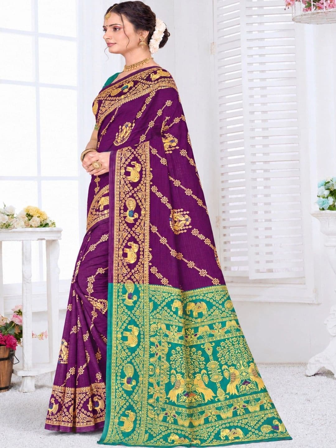 Dimaxi Vastra Ethnic Motifs Zari Silk Blend Kota Saree thumbnail 5