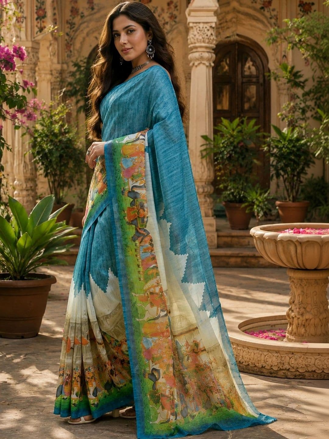 BORAD FASHION Striped Designer Chanderi Saree thumbnail 3