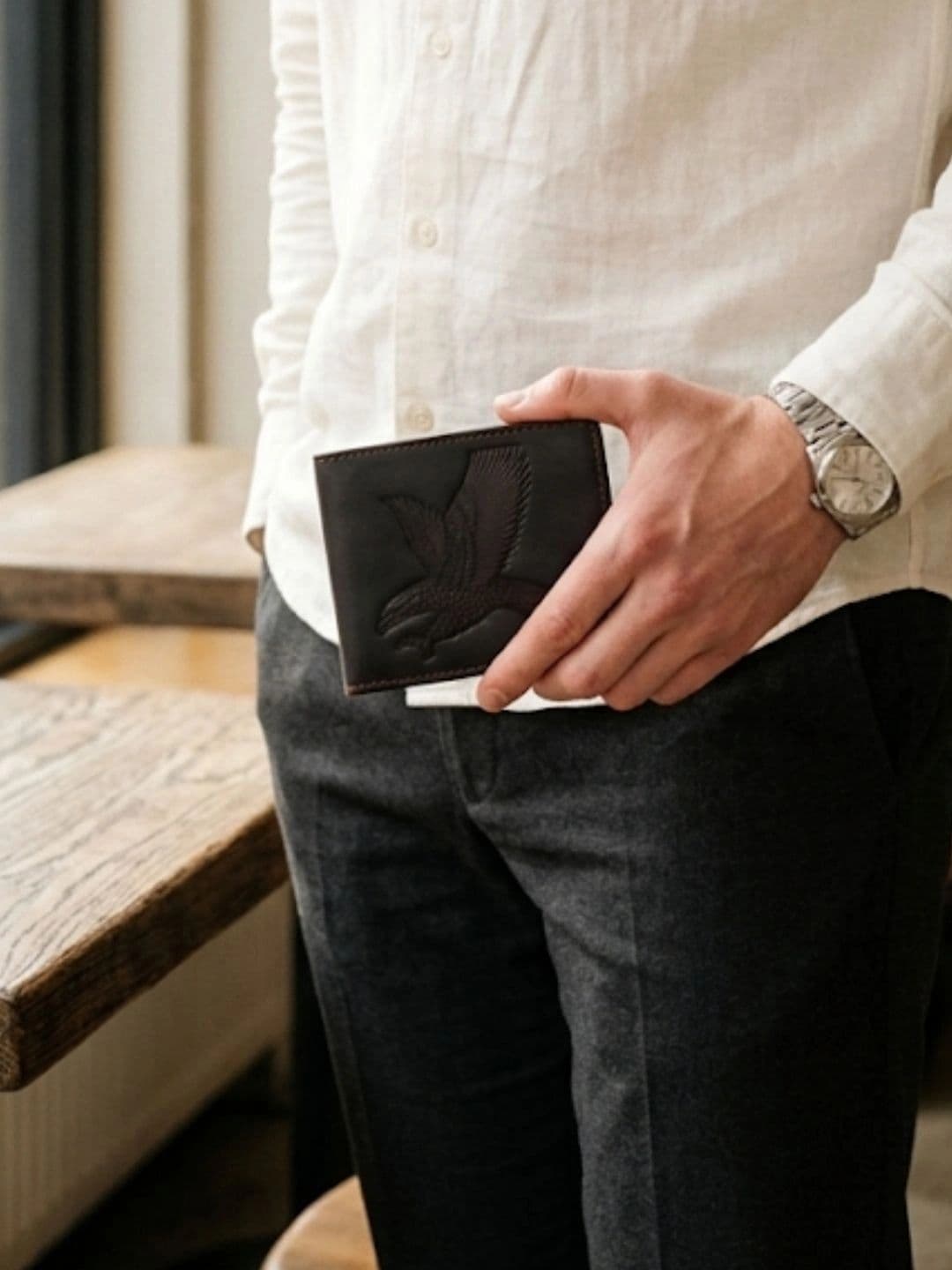 OAKLYN Men Printed Leather Two Fold Wallet thumbnail 5
